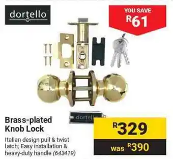 Builders Warehouse dortello Brass-plated Knob Lock offer