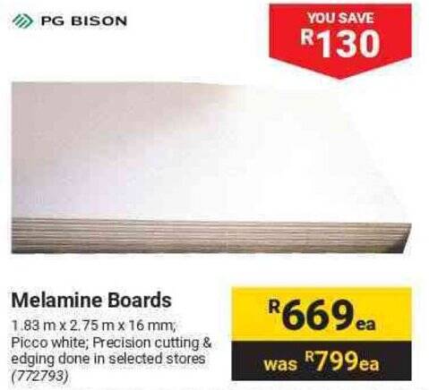 PG BISON Melamine Boards offer at Builders Warehouse