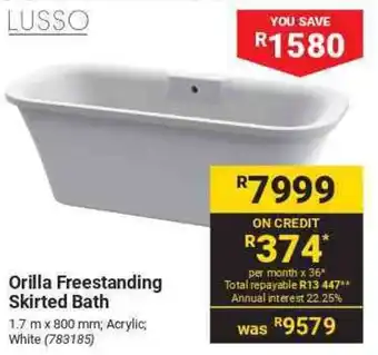 Builders Warehouse LUSSO Orilla Freestanding Skirted Bath offer