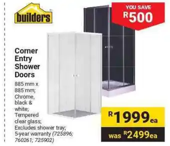 Builders Warehouse builders Corner Entry Shower Doors offer