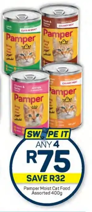 Pick n Pay Hypermarket Pamper Moist Cat Food Assorted 400g offer