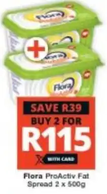 Checkers Flora ProActiv Fat Spread 2 x 500g offer