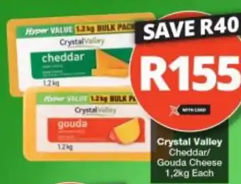 Checkers Crystal Valley Cheddar/ Gouda Cheese 1,2kg Each offer