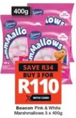 Checkers Beacon Pink & White Marshmallows 3 x 400g offer