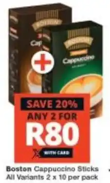 Checkers Boston Cappuccino Sticks All Variants 2 x 10 per pack offer