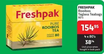 Makro FRESHPAK Rooibos Tagless Teabags 80's offer