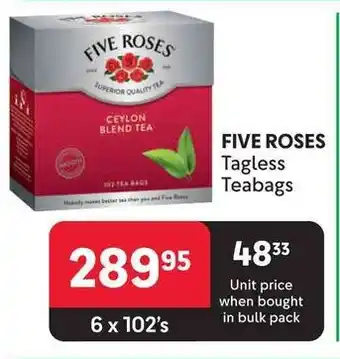 Makro FIVE ROSES Tagless Teabags offer