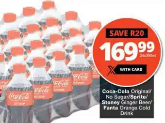 Checkers Hyper Coca-Cola Original/ No Sugar/Sprite/ Stoney Ginger Beer/ Fanta Orange Cold Drink offer