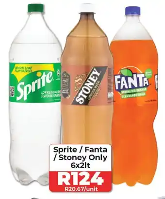 1UP Sprite / Fanta /Stoney Only 6x2lt offer