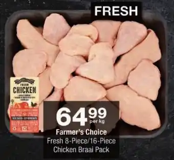 Checkers Farmer's Choice Fresh 8-Piece/16-Piece Chicken Braai Pack offer