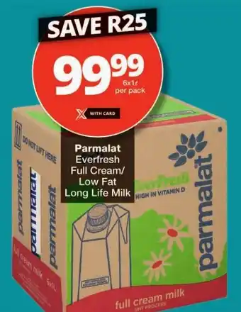 Checkers Parmalat Everfresh Full Cream/ Low Fat Long Life Milk offer