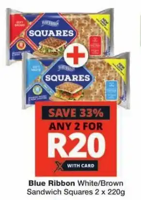 Checkers Blue Ribbon White/Brown Sandwich Squares 2 x 220g offer