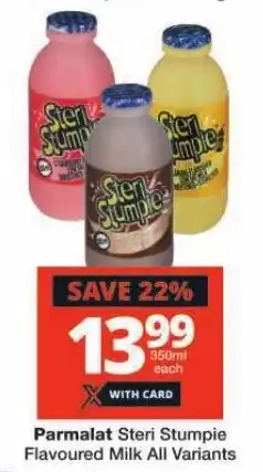 Checkers Parmalat Steri Stumpie Flavoured Milk All Variants offer