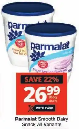 Checkers Parmalat Smooth Dairy Snack All Variants offer