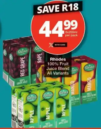 Checkers Rhodes 100% Fruit Juice Blend offer