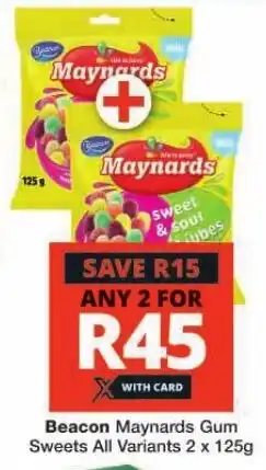 Checkers Beacon Maynards Gum Sweets All Variants 2 x 125g offer