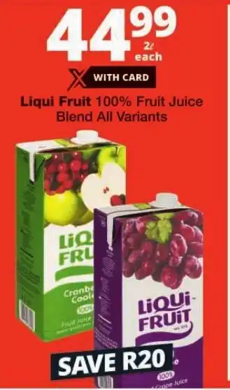 Checkers Liqui Fruit 100% Fruit Juice Blend All Variants offer