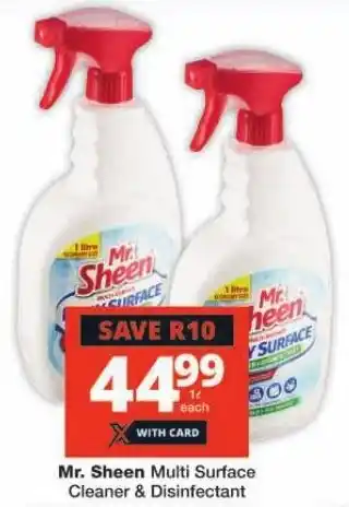Checkers Mr. Sheen Multi Surface Cleaner & Disinfectant offer