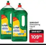 Makro Sunlight Dishwashing Liquid-For 2 x 1.5L offer