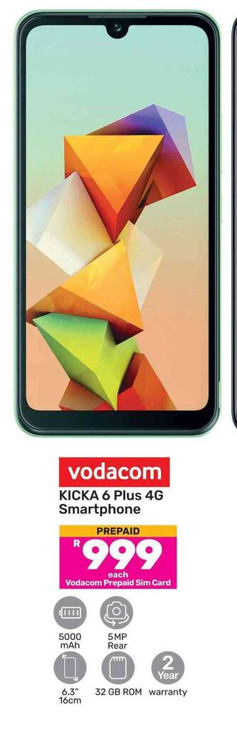 vodacom KICKA 6 Plus 4G Smartphone offer at Game