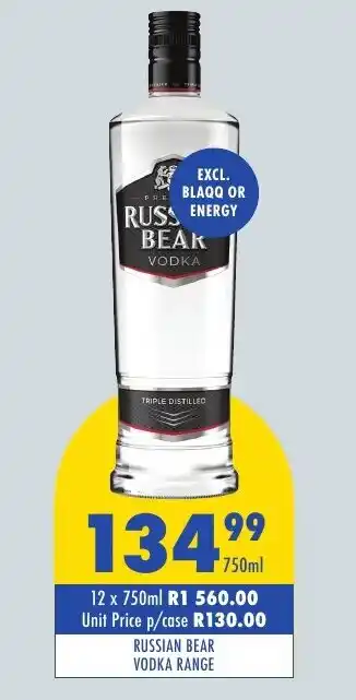 Tabooz RUSSIAN BEAR VODKA RANGE offer