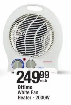 Checkers Ottimo White Fan Heater 2000W offer