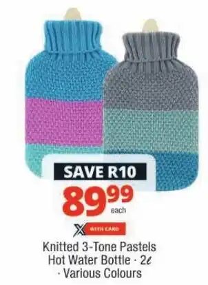 Checkers Knitted 3-Tone Pastels Hot Water Bottle offer