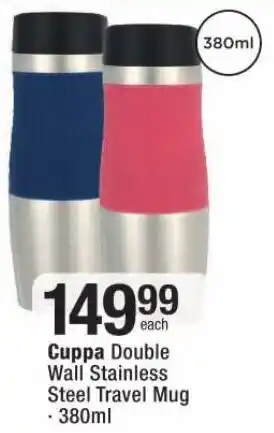 Checkers Cuppa Double Wall Stainless Steel Travel Mug offer