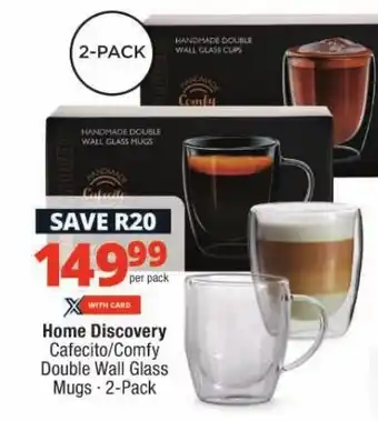 Checkers Home Discovery Cafecito/Comfy Double Wall Glass Mugs 2-Pack offer