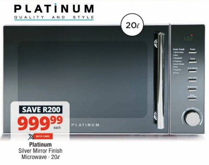 Platinum Silver Mirror Finish Microwave offer at Checkers