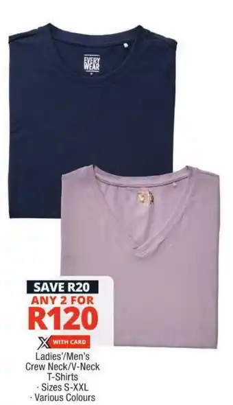 Checkers Ladies'/Men's Crew Neck/V-Neck T-Shirts offer