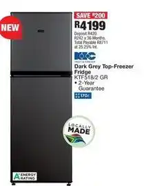 OK Furniture Kic - dark grey top-freezer fridge offer