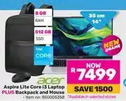 Game Acer 14(35cm) Aspire Lite Core i3 Laptop Plus Backpack And Mouse offer