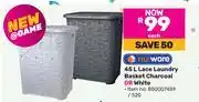 Game Nuware 45L Lace Laundry Basket Charcoal Or White-Each offer