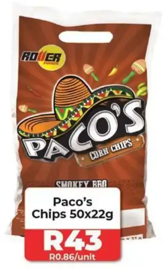 1UP Paco's Chips 50x22g offer