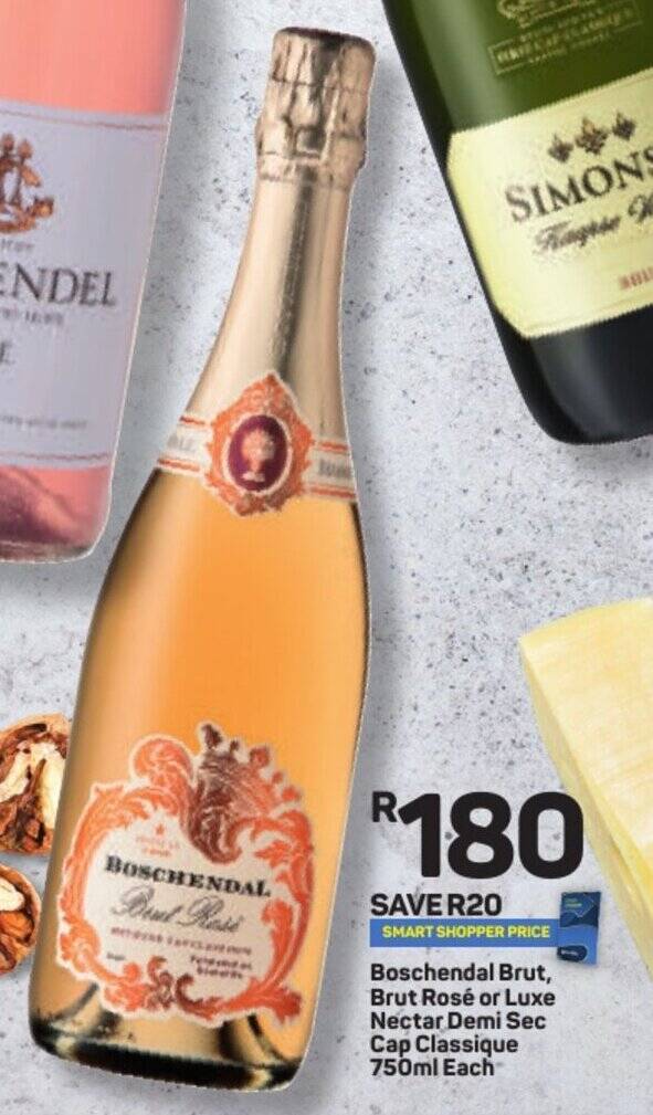 Boschendal Brut, Brut Rosé or Luxe Nectar Demi Sec Cap Classique 750ml ...