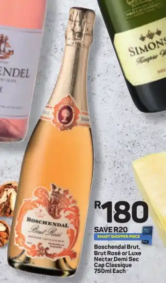 Pick n Pay Liquor Boschendal Brut, Brut Rosé or Luxe Nectar Demi Sec Cap Classique 750ml offer