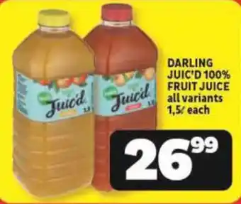 DARLING JUIC'D 100% FRUIT JUICE