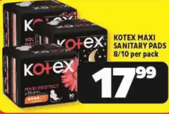 Usave KOTEX MAXI SANITARY PADS 8/10 per pack offer