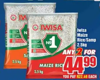 Three Star Cash and Carry Iwisa Maize Rice/Samp 2.5kg offer