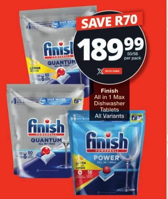 Finish All in 1 Max Dishwasher Tablets offer at Checkers