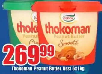 Three Star Cash and Carry Thokoman Peanut Butter Asst 6x1kg offer