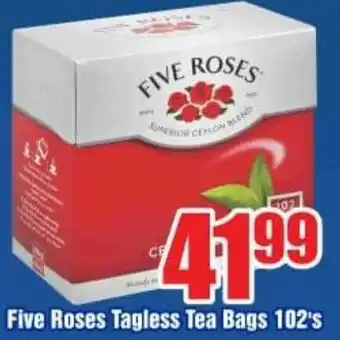 Three Star Cash and Carry Five Roses Tagless Tea Bags 102's offer