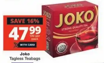 Checkers Joko Tagless Teabags offer