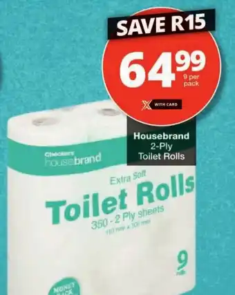 Checkers Housebrand 2-Ply Toilet Rolls offer