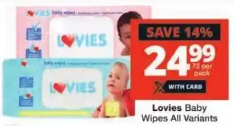 Checkers Lovies Baby Wipes All Variants offer