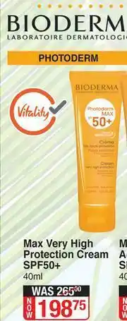 Dis-Chem Bioderma Max Very High Protection Cream SPF50+-40ml offer