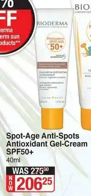 Dis-Chem Bioderma Spot Age Anti Spots Antioxidant Gel Cream SPF50+-40ml offer