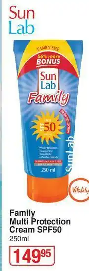 Dis-Chem Sun Lab Family Multi Protection Cream SPF50-250ml offer