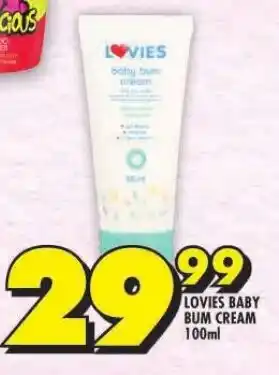 Shoprite LOVIES BABY BUM CREAM 100ml offer